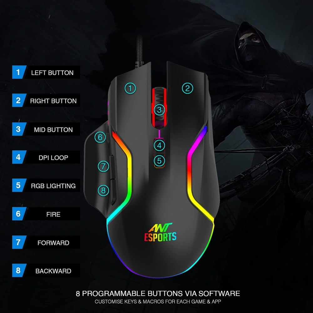 Ant Esports Wired Gaming Mouse RGB GM320 view 5